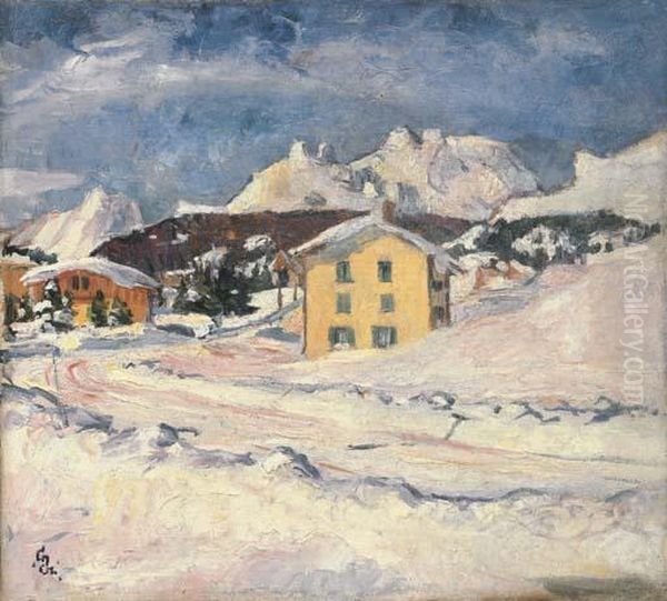 Paesaggio D'inverno (winterlandschaft) Oil Painting by Giovanni Giacometti