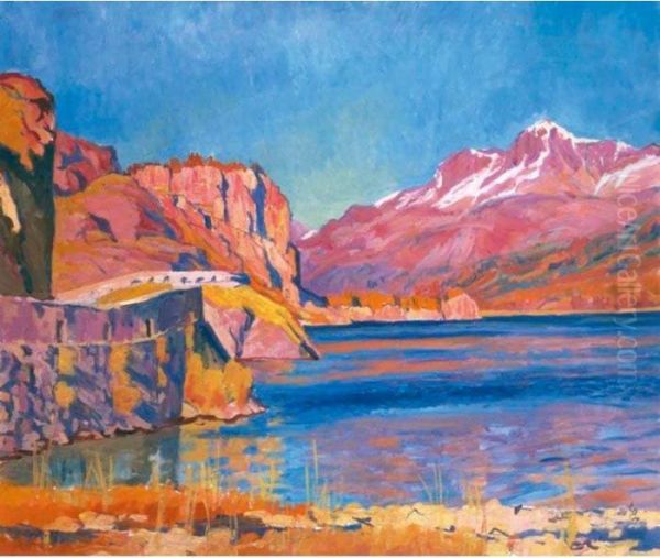 Silsersee Mit Corvatsch Oil Painting by Giovanni Giacometti