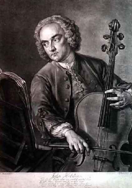 Portrait of John Hebden fl.1740-60 a cellist in Handels orchestra Oil Painting by Philipe Mercier