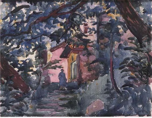 Kapelle Im Wald Oil Painting by Giovanni Giacometti