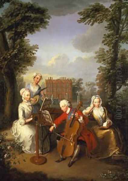 The Music Party Frederick Prince of Wales and his sisters 1733 Oil Painting by Philipe Mercier