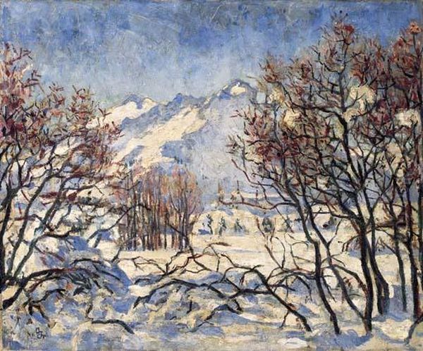 Winterlandschaft Im Engadin Oil Painting by Giovanni Giacometti