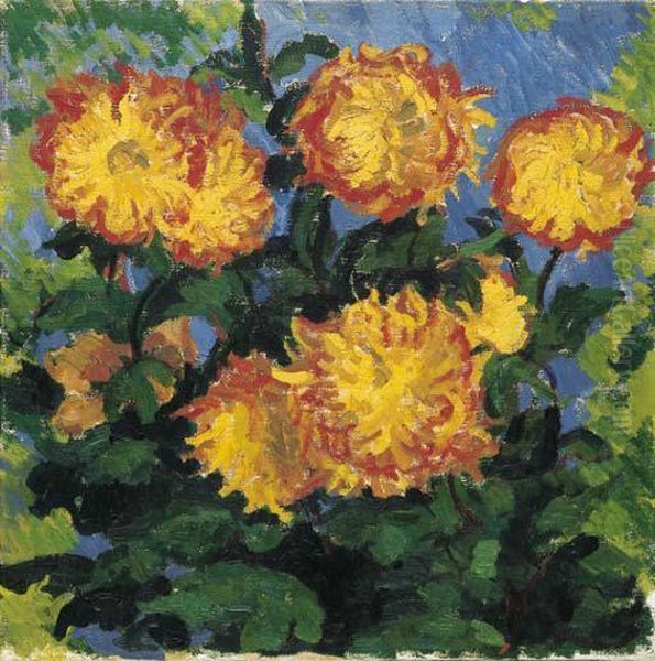 Chrysanthemen Oil Painting by Giovanni Giacometti