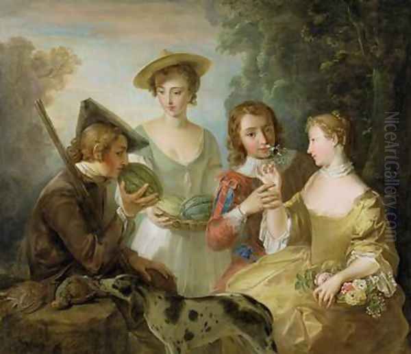 The Sense of Smell 1744-47 Oil Painting by Philipe Mercier