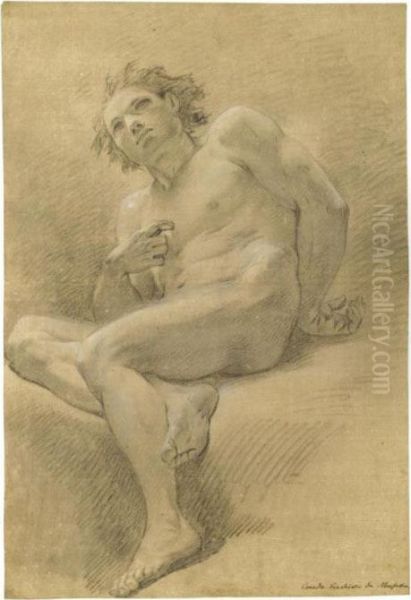 Seated Male Nude Oil Painting by Corrado Giaquinto