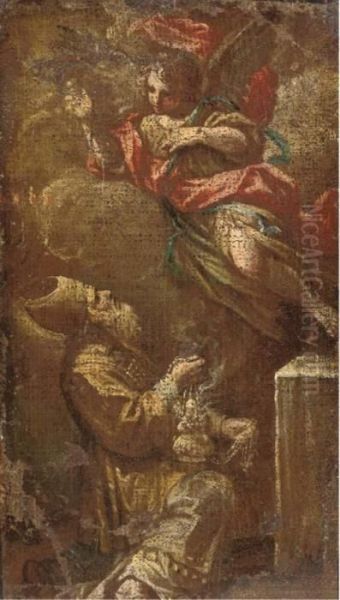 An Angel Appearing To A Bishop In A Vision: A Fragment Oil Painting by Corrado Giaquinto