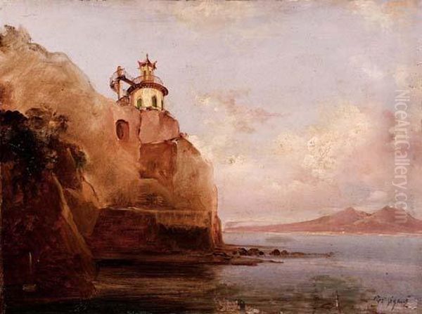 Il Faro Di Gaeta Oil Painting by Giacinto Gigante