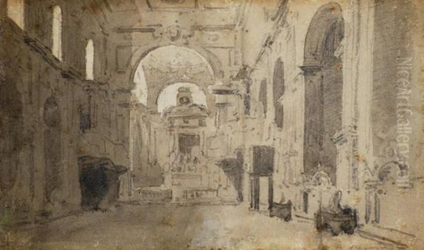 Interno Di Chiesa Oil Painting by Giacinto Gigante