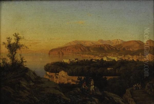 Sorrento, Panoramic View Oil Painting by Giacinto Gigante