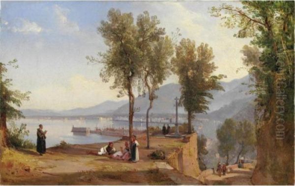 Veduta Di Castellamare Di Stabia Oil Painting by Giacinto Gigante