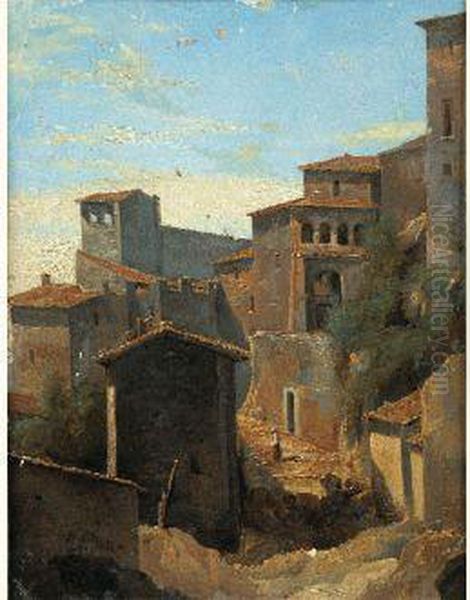 Vue D'un Village Du Latium En Italie Oil Painting by Giacinto Gigante