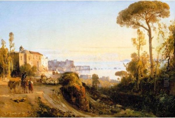 Veduta Di Pozzuoli Oil Painting by Giacinto Gigante