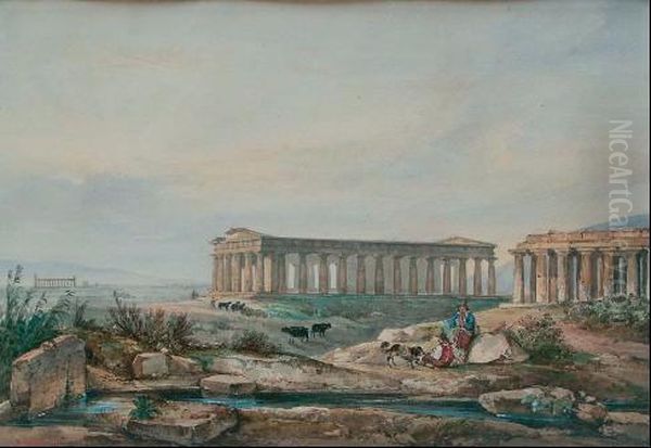 Paestum Oil Painting by Giacinto Gigante