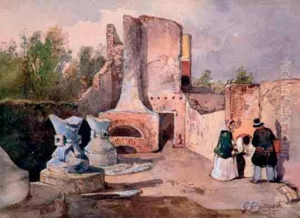 Forno A Mulino In Pompei Oil Painting by Giacinto Gigante