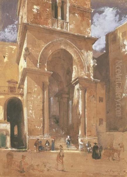 Campanile Della Cattedrale Di Gaeta Oil Painting by Giacinto Gigante