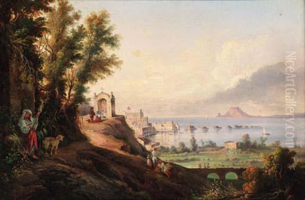 A Veduta Of Pozzuoli, And The Gulf Of Baia Oil Painting by Giacinto Gigante