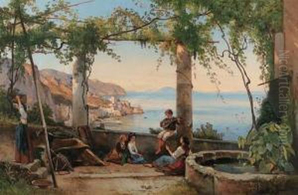 Sorrento Oil Painting by Giacinto Gigante