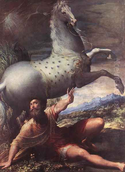 The Conversion of St Paul Oil Painting by Girolamo Francesco Maria Mazzola (Parmigianino)