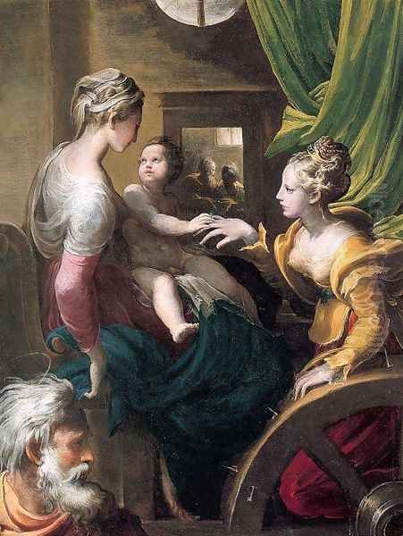 The Mystic Marriage of Saint Catherine 1525-27 Oil Painting by Girolamo Francesco Maria Mazzola (Parmigianino)