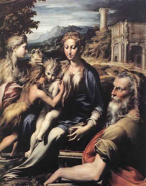 Madonna and Child with Saints c. 1530 Oil Painting by Girolamo Francesco Maria Mazzola (Parmigianino)