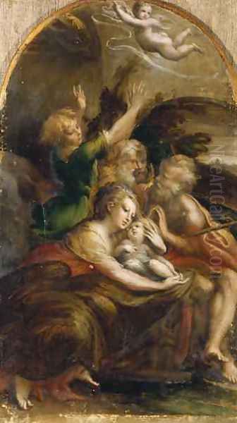 The Holy Family Oil Painting by Girolamo Francesco Maria Mazzola (Parmigianino)