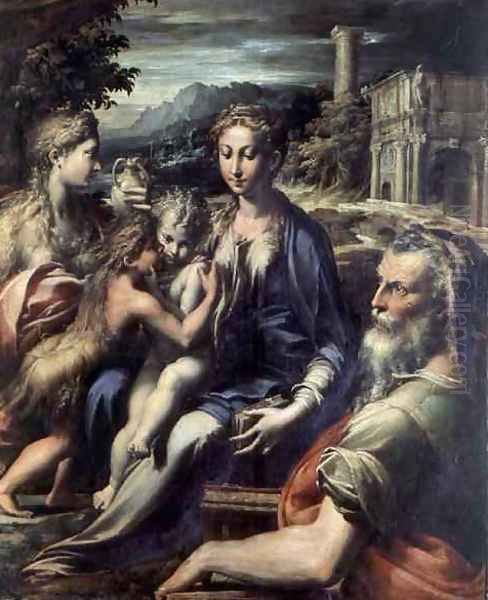 Madonna with Saint Zacharias, c.1527-30 Oil Painting by Girolamo Francesco Maria Mazzola (Parmigianino)