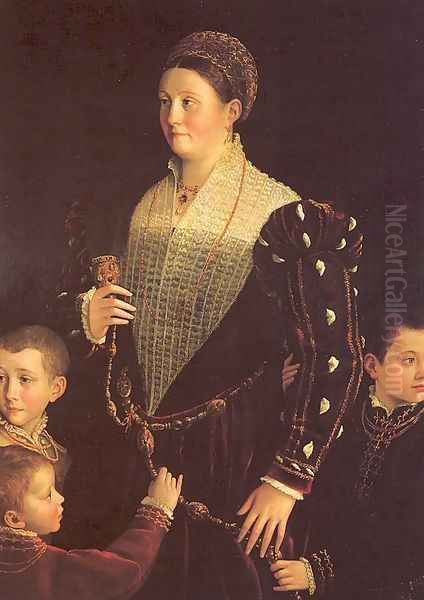 Portrait of the Countess of Sansecondo and Three Children 1533-35 Oil Painting by Girolamo Francesco Maria Mazzola (Parmigianino)