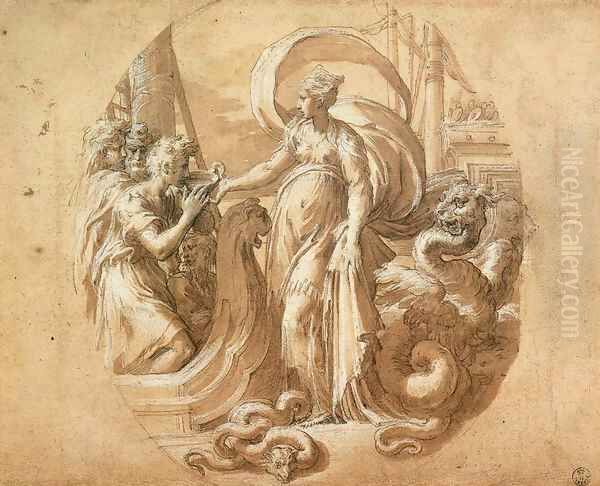 Circe and the Companions of Ulysses Oil Painting by Girolamo Francesco Maria Mazzola (Parmigianino)