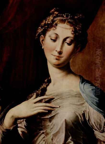 Madonna dal Collo Lungo (Madonna with Long Neck) (detail) Oil Painting by Girolamo Francesco Maria Mazzola (Parmigianino)