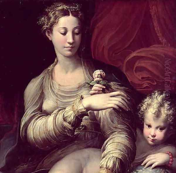 Madonna of the Rose, 1528-30 2 Oil Painting by Girolamo Francesco Maria Mazzola (Parmigianino)