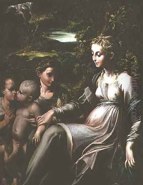 Virgin and Child, with Saints Catherine and John Oil Painting by Girolamo Francesco Maria Mazzola (Parmigianino)