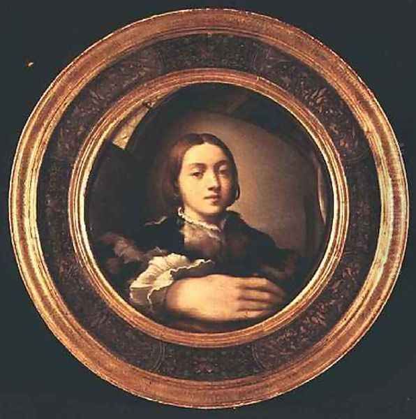 Self Portrait at the Mirror Oil Painting by Girolamo Francesco Maria Mazzola (Parmigianino)