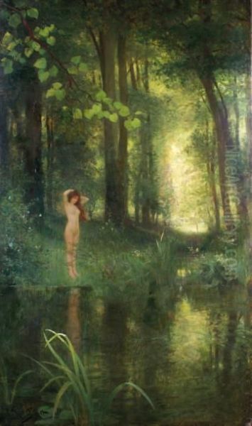 Baigneuse Dans La Foret Oil Painting by Victor-Gabriel Gilbert