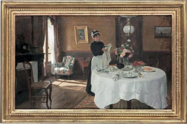 Laying The Table Oil Painting by Victor-Gabriel Gilbert