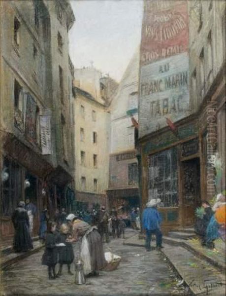 La Rue Pirouette, Les Halles A Paris Oil Painting by Victor-Gabriel Gilbert