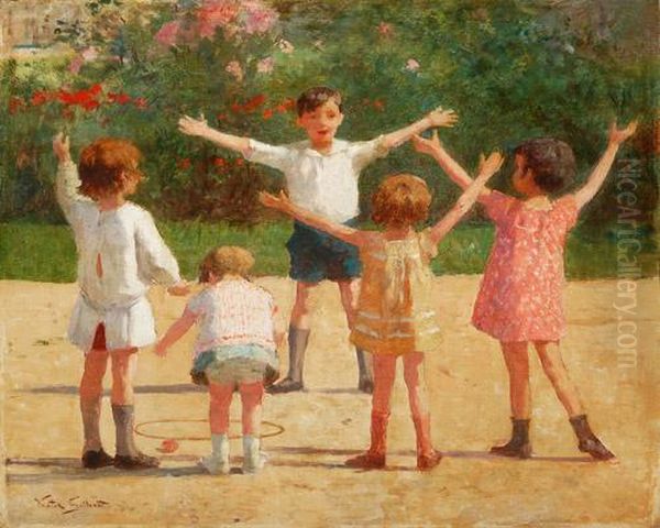 Spielende Kinder Oil Painting by Victor-Gabriel Gilbert