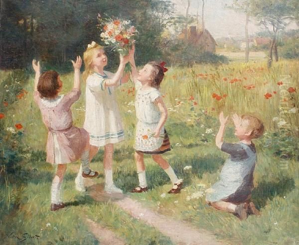 Picking Wild Flowers Oil Painting by Victor-Gabriel Gilbert