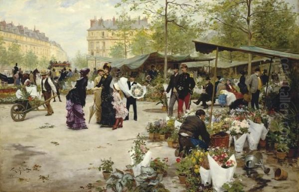 The Lower Market, Paris Oil Painting by Victor-Gabriel Gilbert