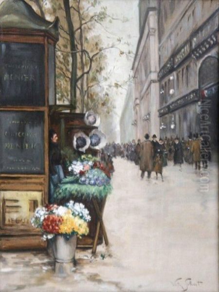 La Marchande De Fleurs Sur Les Boulevards Oil Painting by Victor-Gabriel Gilbert