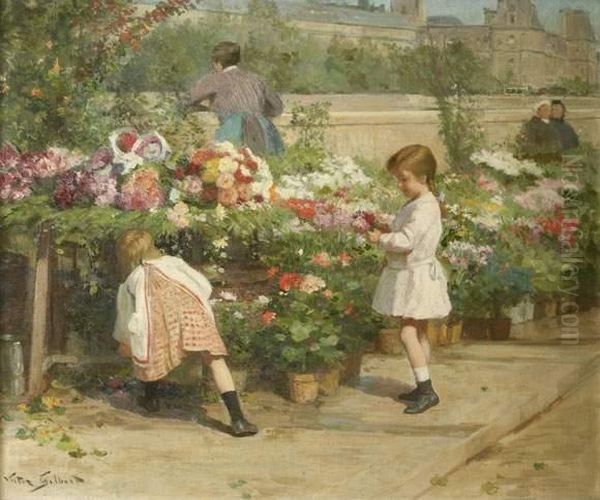 Le Marche Aux Fleurs Oil Painting by Victor-Gabriel Gilbert