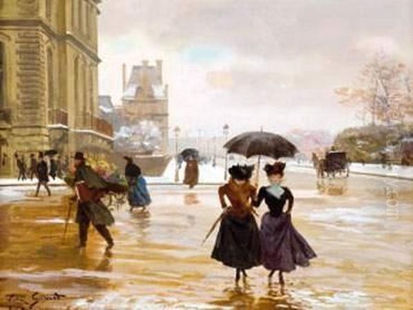 Rue Des Tuileries Oil Painting by Victor-Gabriel Gilbert