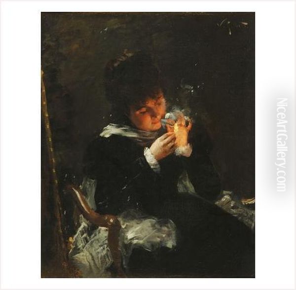 Femme A La Cigarette Oil Painting by Victor-Gabriel Gilbert