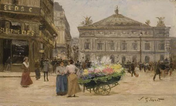 Marchande De Fleurs, Place De L'opera Oil Painting by Victor-Gabriel Gilbert