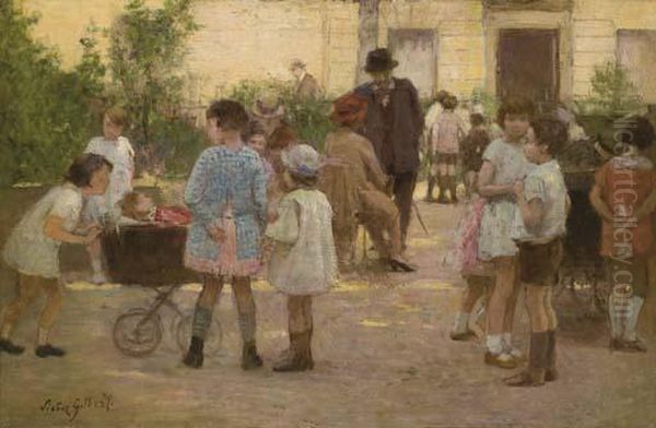 Le Jardin D'enfants Oil Painting by Victor-Gabriel Gilbert