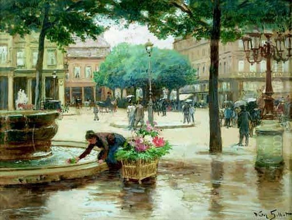 Place Du Palais Royal Oil Painting by Victor-Gabriel Gilbert