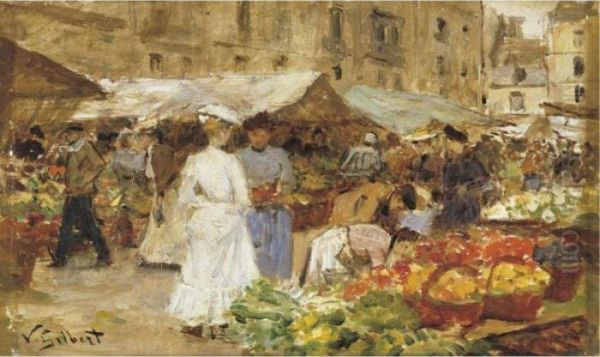 At The Market Oil Painting by Victor-Gabriel Gilbert