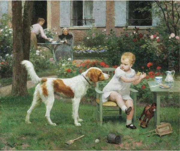 Baby's Snacktime Oil Painting by Victor-Gabriel Gilbert