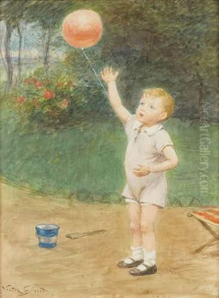 Enfant Jouant Au Ballon Oil Painting by Victor-Gabriel Gilbert