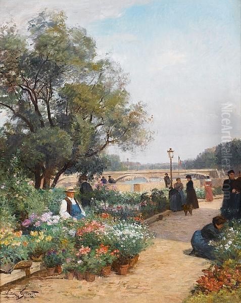 Quai Aux Fleurs Oil Painting by Victor-Gabriel Gilbert