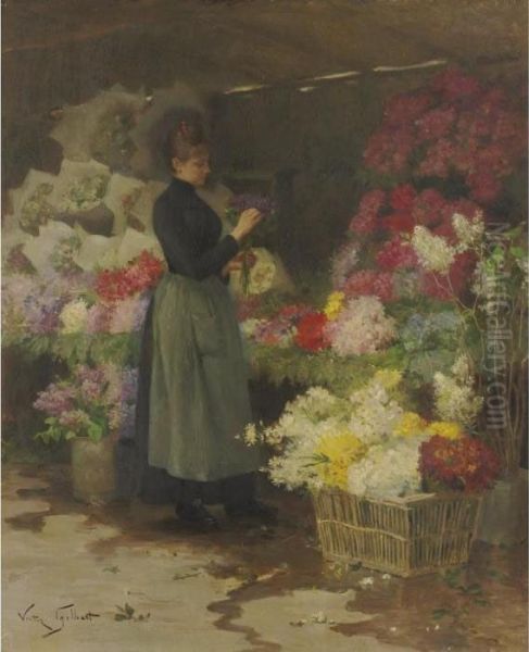 The Flower Market Oil Painting by Victor-Gabriel Gilbert